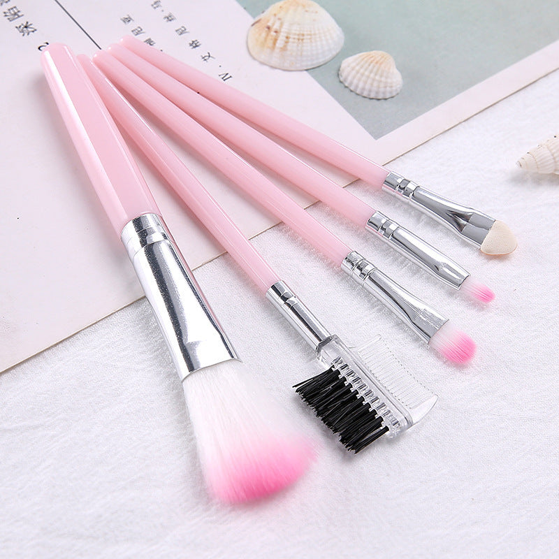 5 piece makeup brush set pink eye shadow brush for beginners