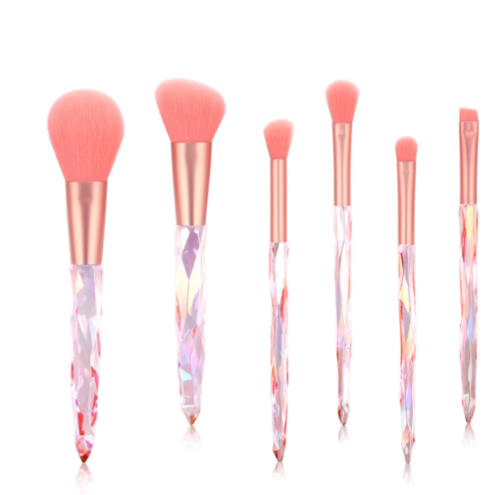 10-piece makeup brush set with clear crystal and diamond handles