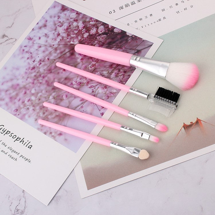 5 piece makeup brush set pink eye shadow brush for beginners